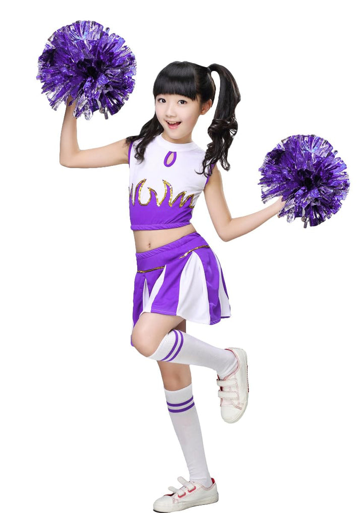 LOLANTA Mädchen Cheerleader Kostüm Schulkind Cheer Kostüm Outfit Karneval Kostüm Violett 122-128, Vi