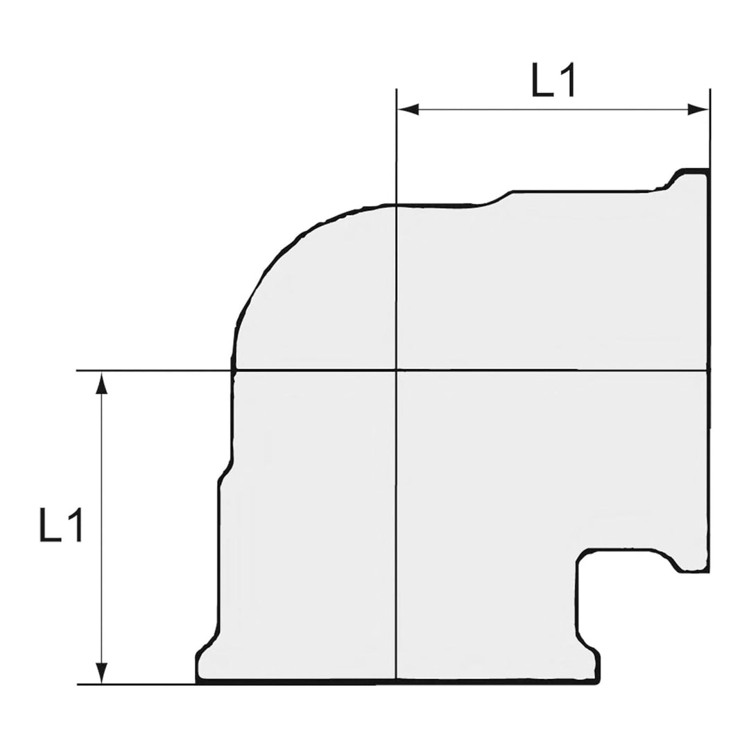 RIEGLER WST112MS90II Messing blank Winkelstück, 90° Winkelstück, Innen/Innen, G 1-1/2" Gewinde, 16 b