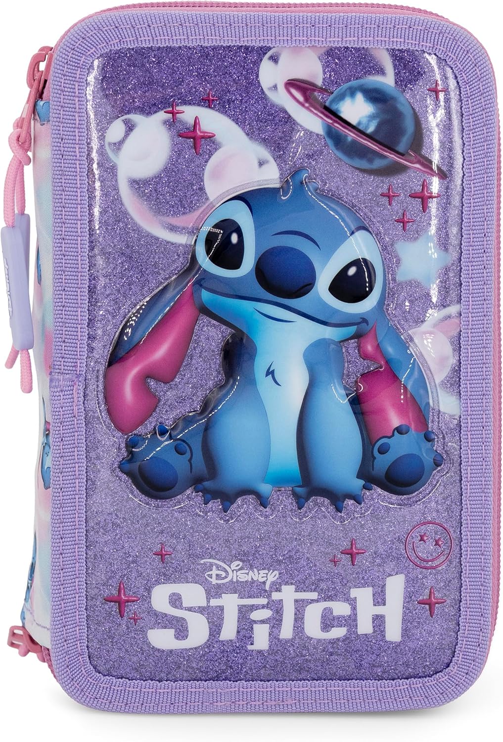 3-Fach Federmäppchen Mädchen Gefüllt für Stitch Fan – Schulmäppchen Set 46 Teile mit Radierbaren Sti