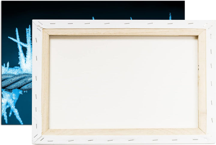 deyoli vereister Stacheldraht Format 80x60 Effekt: Monocrome Blau als Leinwandbild, Motiv fertig ger