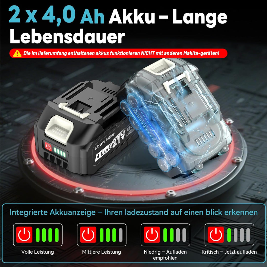 Yofuly Multifunktionswerkzeug für Makita 18V Akku - Multitool mit 2x 4.0Ah Akkus, Oszillationswerkze