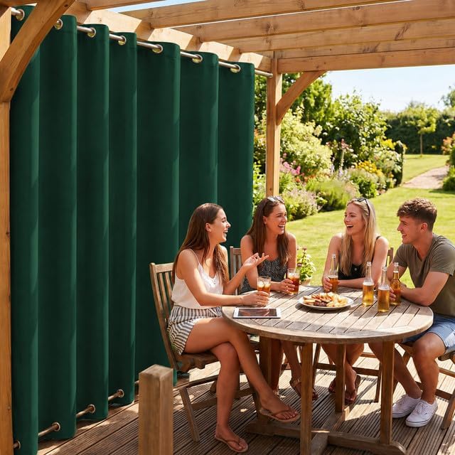 Rosnek Outdoor Vorhang Wetterfest Winddicht, Extra Breit Blickdicht Vorhänge mit Ösen Oben &amp; Unten,