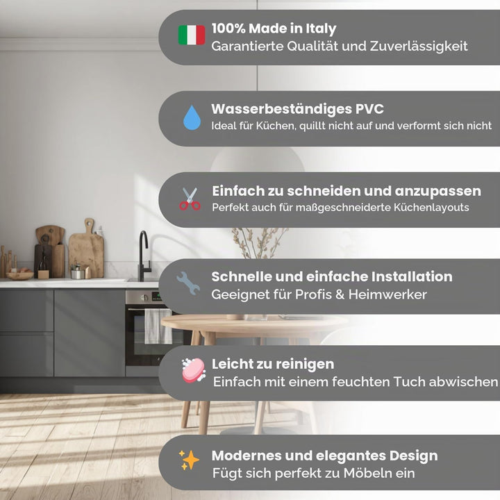 Evotrade Küchensockel – Sockelleiste L 2,5 m aus PVC | Höhe und Farben wählbar + Zubehör (2 Eckkappe