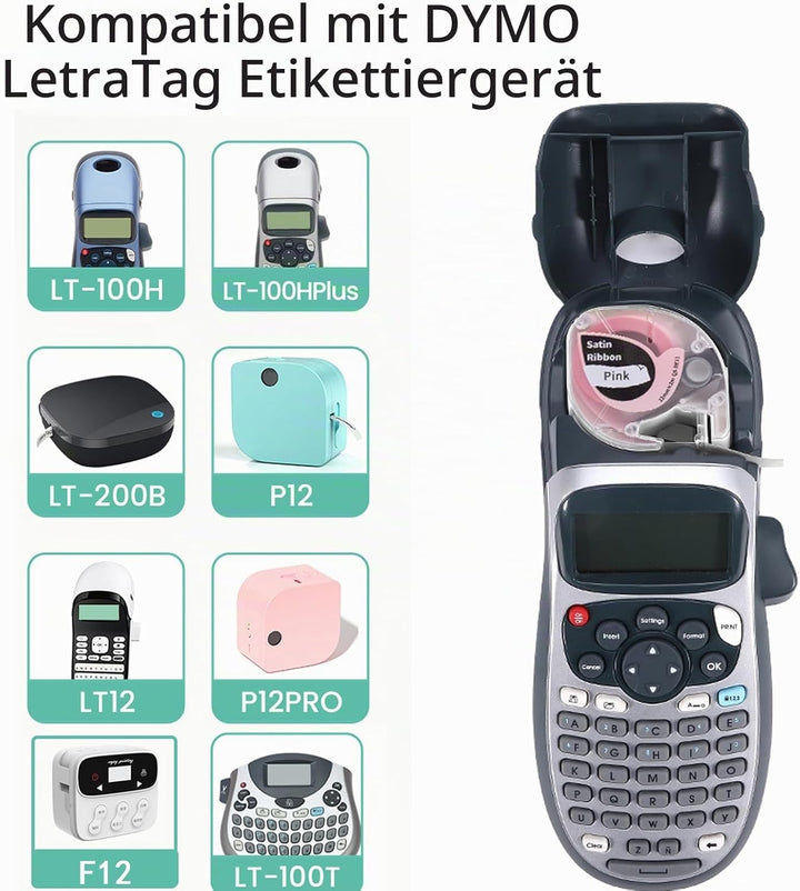 Phomemo P12 Etikettenband Geschenkband Kompatibel mit Dymo Etikettenband Weiss, Weiss