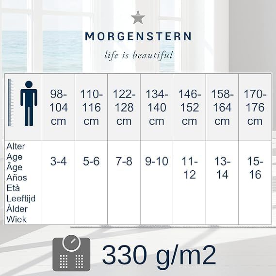 Morgenstern Bademantel Kinder &amp; Teenager I Kapuze I 100% Baumwolle I Frottee Velours I Lang 170-176