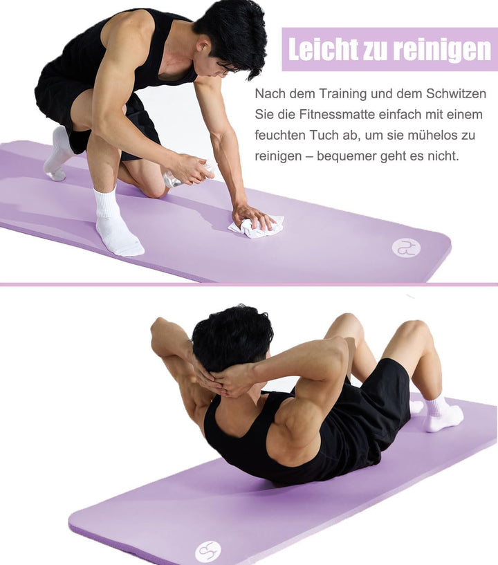 Dicke Yogamatte 195×61×2cm NBR Fitness Matte Gymnastikmatte für Pilates Gym Workout Zuhause mit Trag