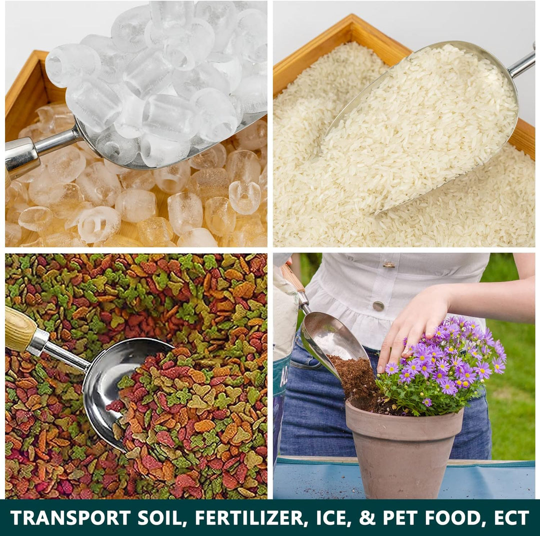 Garten Lose Erde Schaufel, Edelstahl Hand Schaufel Spaten mit Holzgriff Multi Funktion Gartenarbeit