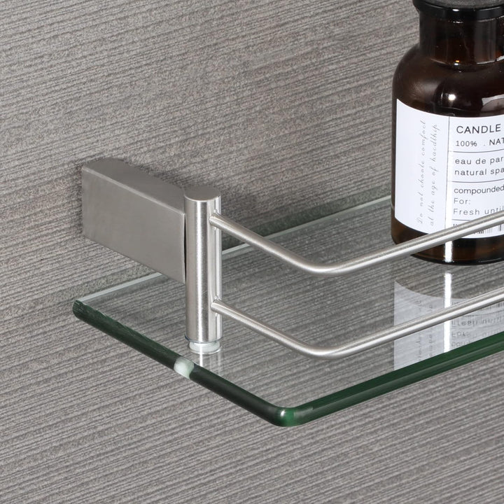 SAYAYO Duschablage Glasregal Edelstahl Duschregal Badezimmer Regal Gebürstete Duschkorb Shampoo Halt