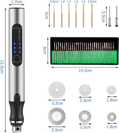 Uolor Kabellos USB Wiederaufladierbar Gravur Werkzeug Kit, Elektrischer Mini Graveur Gravurwerkzeug,