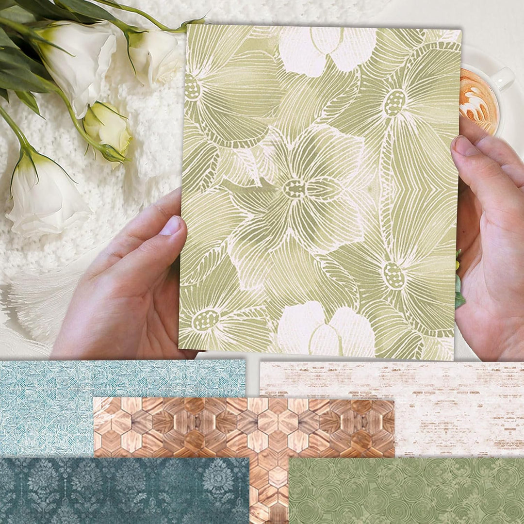 24 Blatt Scrapbook Papier, 30,5 x 30,5 cm, 24 Designs Doppelseitiges Muster Papier, Dekorpapier Set,
