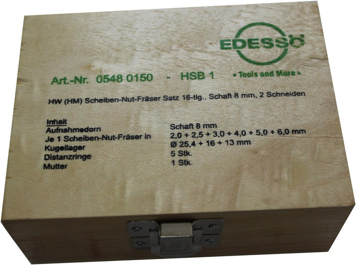 Edessö Scheibennutfräser-Satz 16-teilig Schaft 8 mm HSB 1
