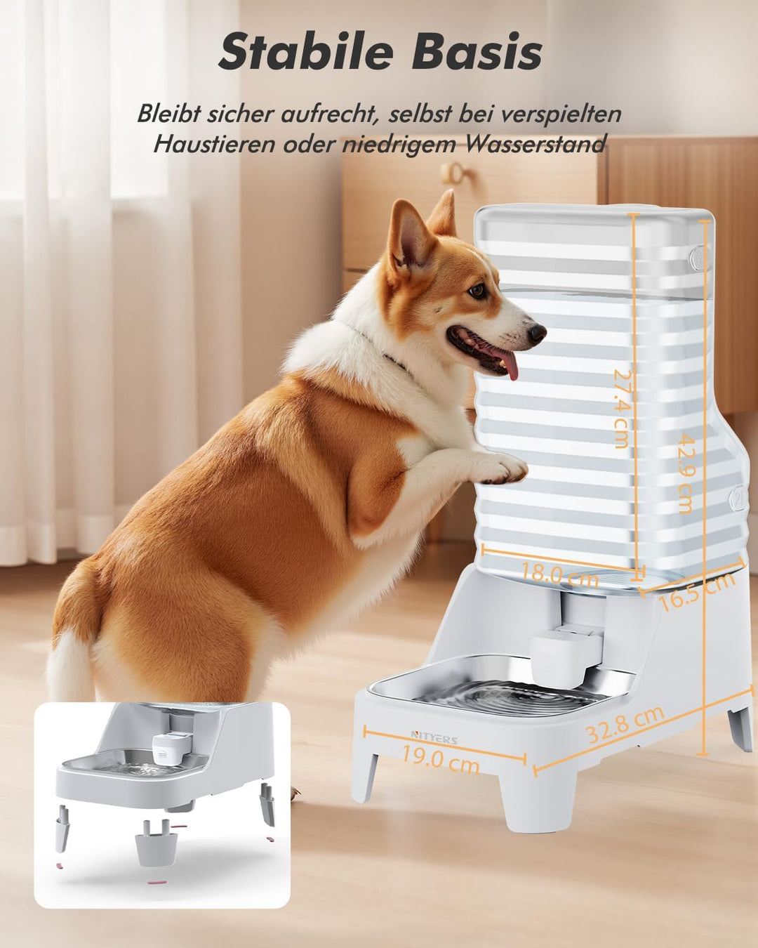 6L Wasserspender für Hunde und Katzen mit patentiertem Wasserhahn, wasserspender Katze mit Filter,ve