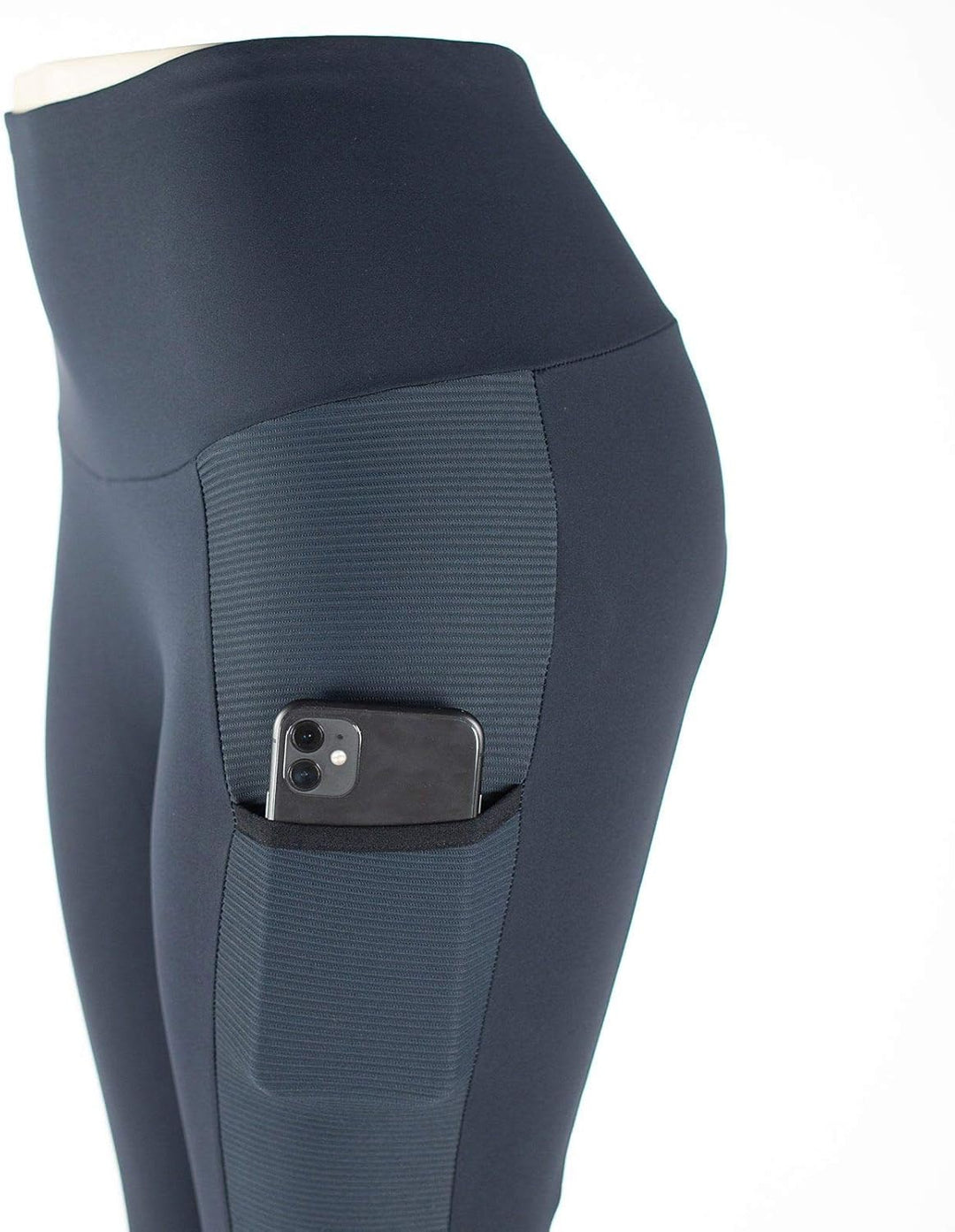 HORZE Damen Reitleggings Mathilde, High Waist Reithose mit Handytasche und Vollbesatz 40 Dunkelnavy,
