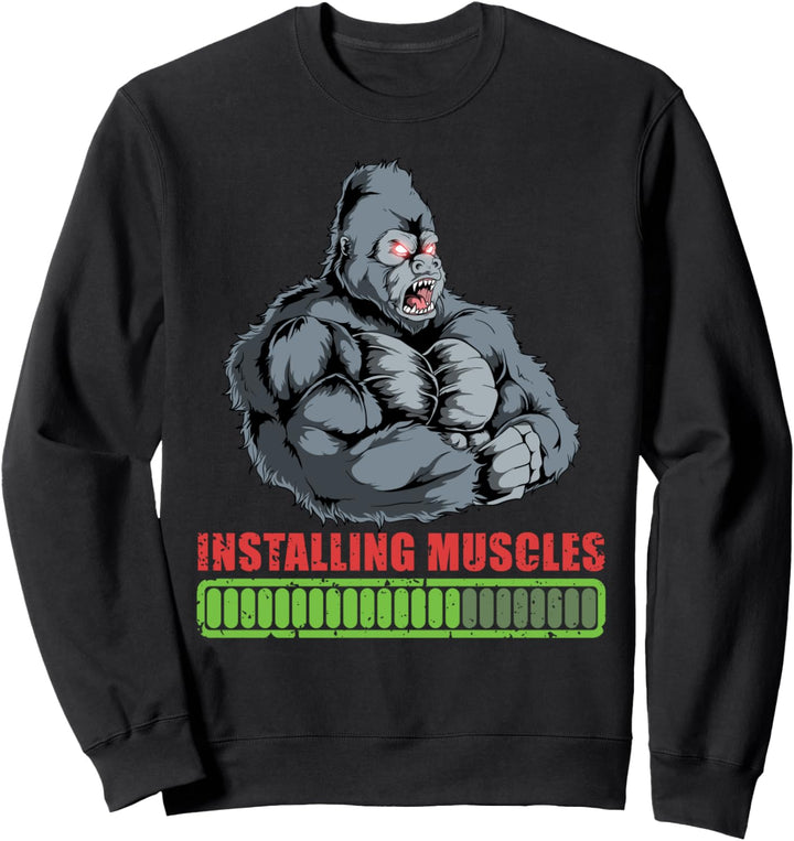 Gorilla Powerlifter Workout Gym Installation Muskel Ape Sweatshirt