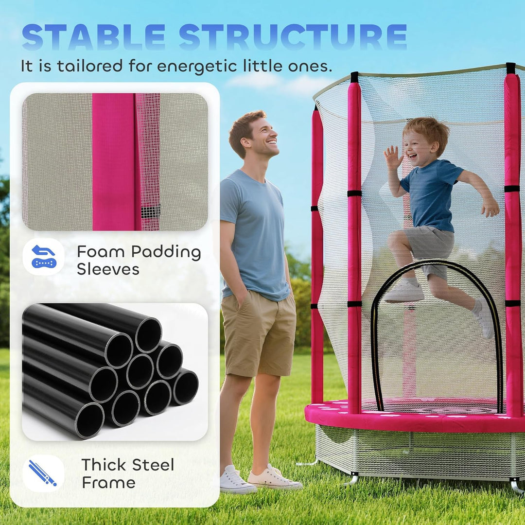 AIYAPLAY 4.6ft Kinder Trampolin mit Sicherheit Gehäuse Netz, Freizeit Kleinkind Trampolin für Indoor