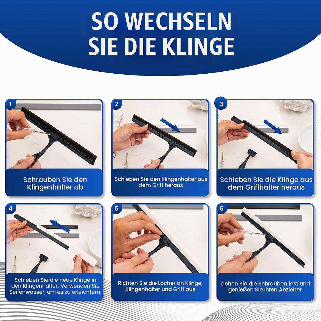 Wunset Superior-Duschabzieher-Auswahl: Mit Abziehern aus Edelstahl, Silikon und Gummi, Wasserabstrei