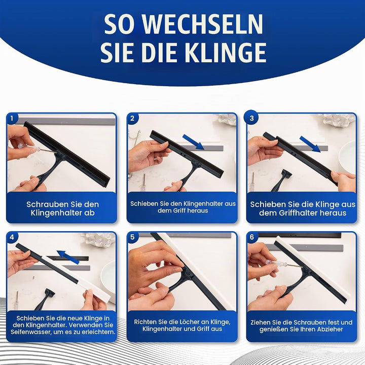 Wunset Superior-Duschabzieher-Auswahl: Mit Abziehern aus Edelstahl, Silikon und Gummi, Wasserabstrei