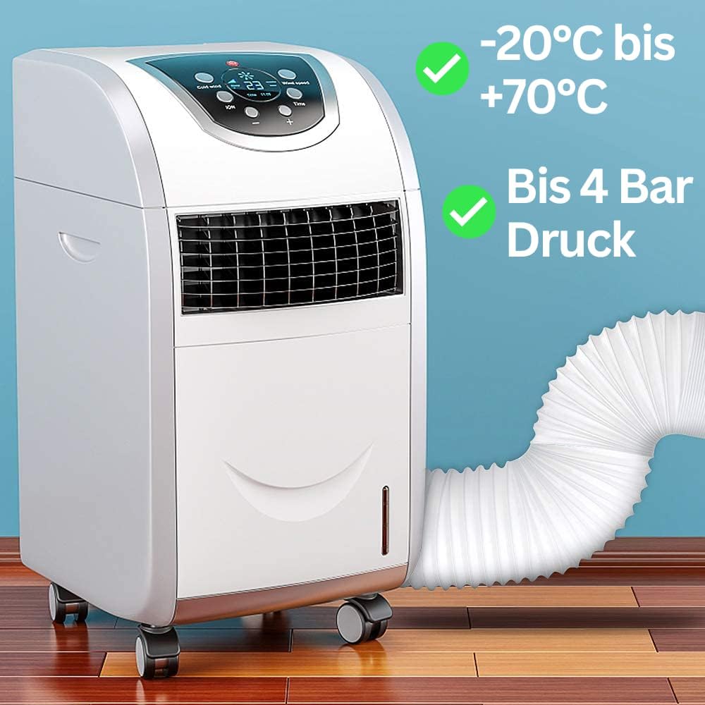 Home Melody Abluftschlauch 100mm 6 Meter PVC flexibel für mobile Klimaanlagen, Wäschetrockner, Abzug