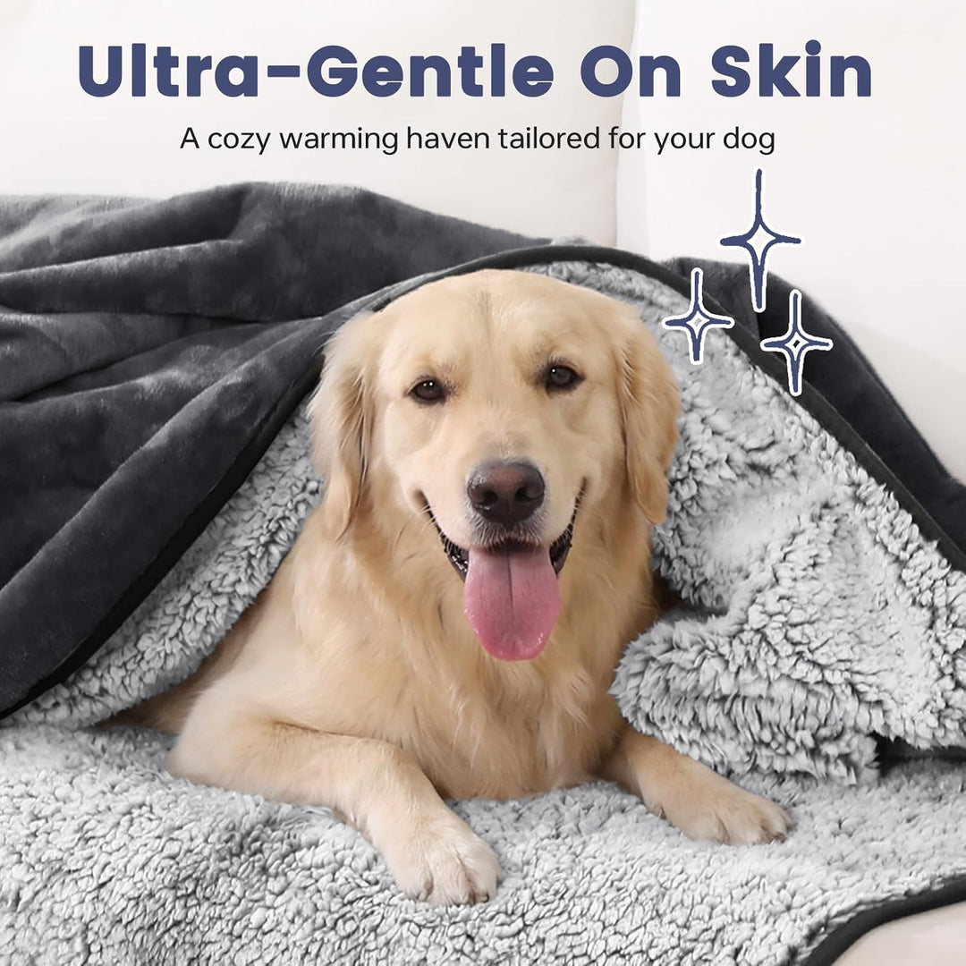 PETTOM Hundedecke Wasserdicht, Hundedecke Flauschig aus Sherpa Fleece, Hunde Decke Sofaschutz, Katze