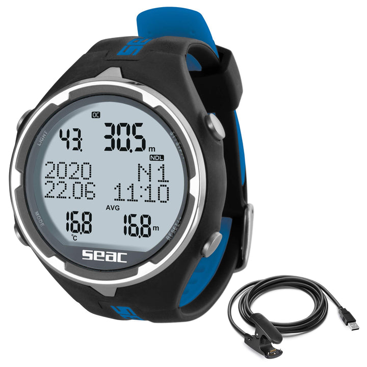 SEAC Action, Tauchcomputer für Gerätetauchen und Freediving, Logbuch, Dive Planner, Safety Alarme sc