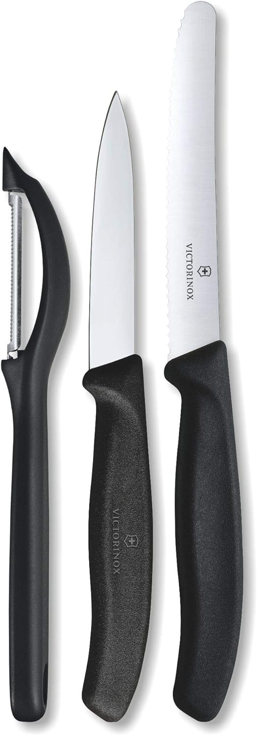 Victorinox, Swiss Classic, Profi Gemüsemesser-Set mit Schäler, 3-teilig, , Robuster Kunststoffgriff,