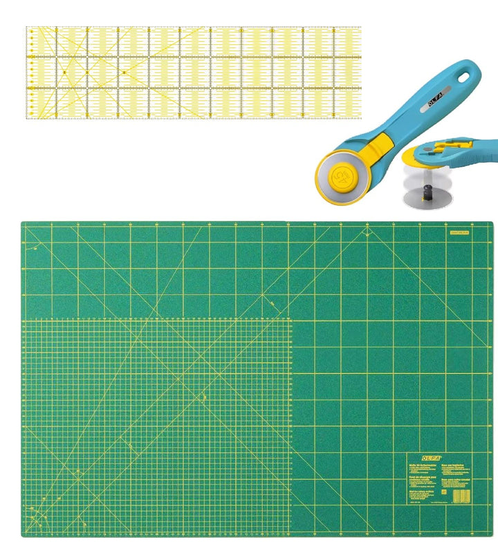 OLFA Schneidematte SET 45x60cm Selbstheilende Doppelseitig Verwendbar für Nähen, Patchwork, Quilt DE