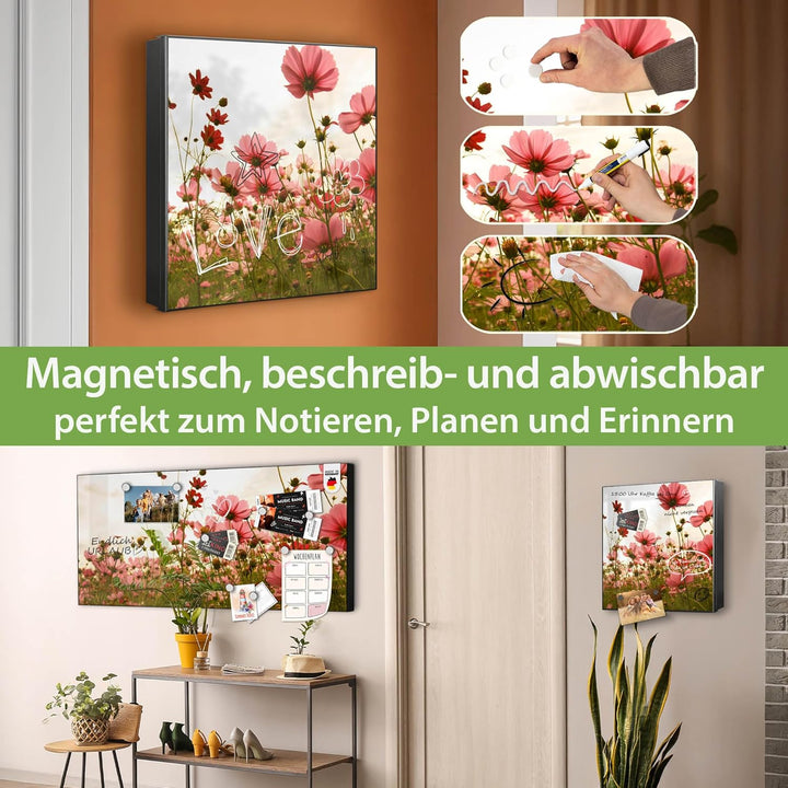 banjado® Grosser Schlüsselkasten Glas/Schlüsselbox 30cm x 30cm mit 50 Haken - Motiv Schmuckkörbchen/