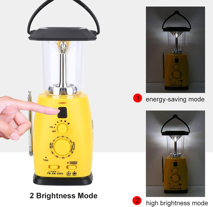 Elprico Dynamo Taschenlampe,Tragbar Kurbelradio mit Handyladefunktion Solar,Radio Kurbel Notfall mit