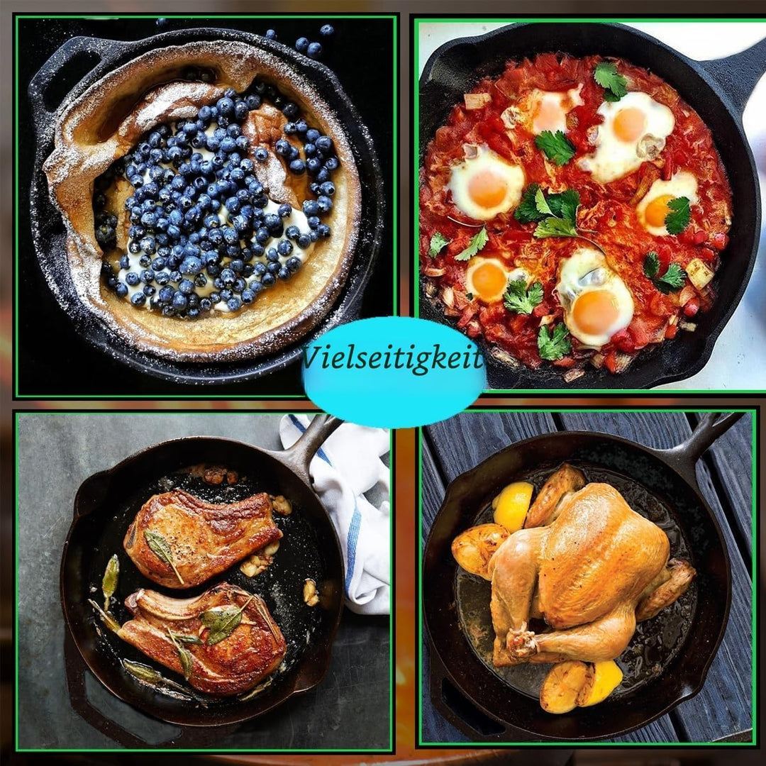 La Cuisine 62000 Cast Iron 25cm Skillet Frying Pan – Matte-Black Enamel coating Thermal Resistant Si