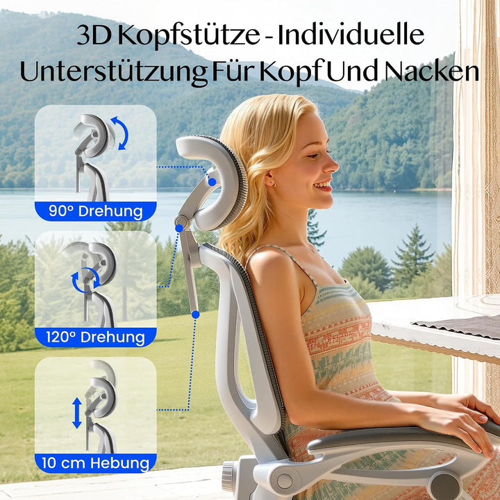 FLEXISPOT Ergonomischer Bürostuhl mit Fussstütze, X-förmiger Schreibtischstuhl mit 135°-Neigung, Gek