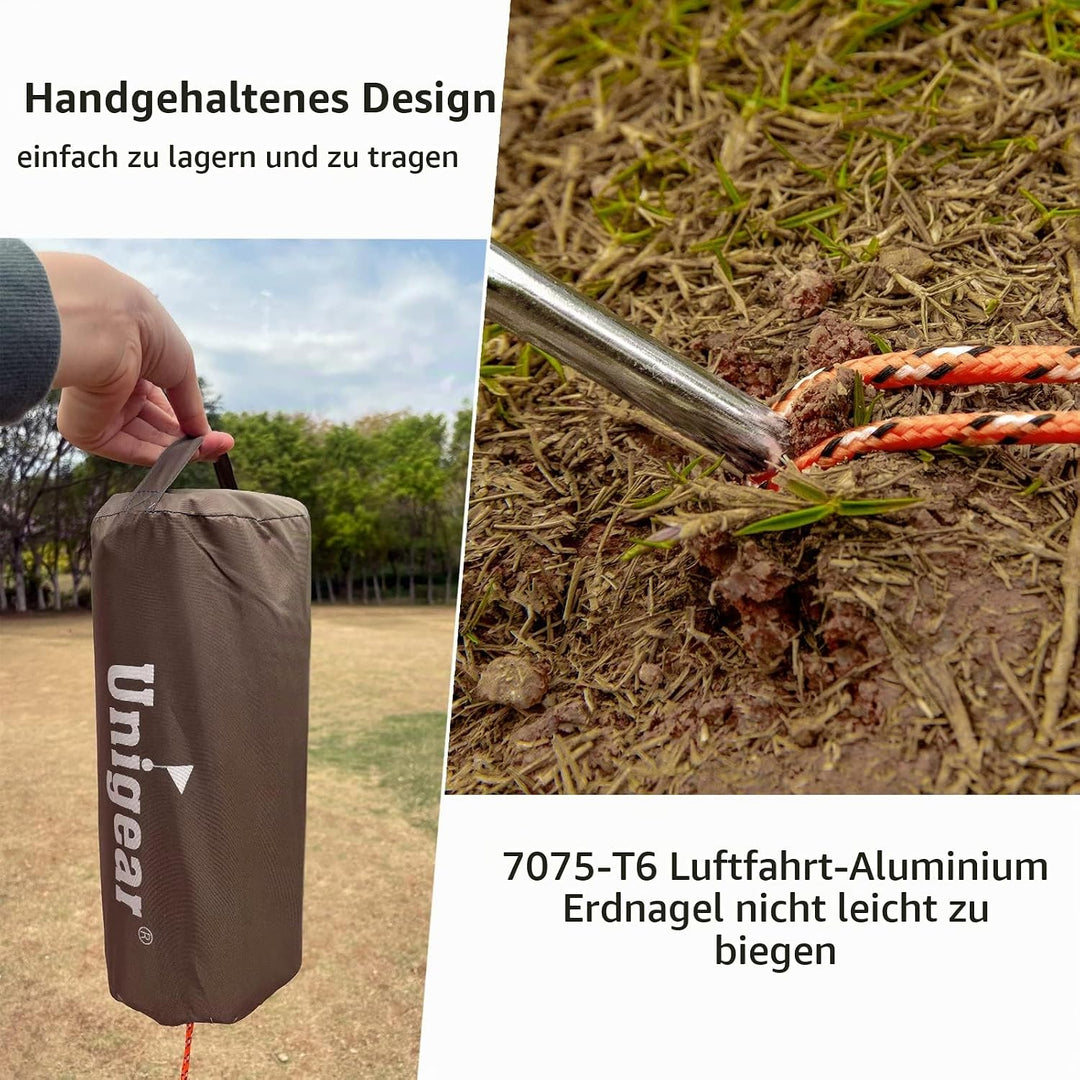 Unigear Zeltplane wasserdicht, 350x290cm/450x420cm sechseckig Tarp mit Ösen + 6 Aluminium Erdnägel+