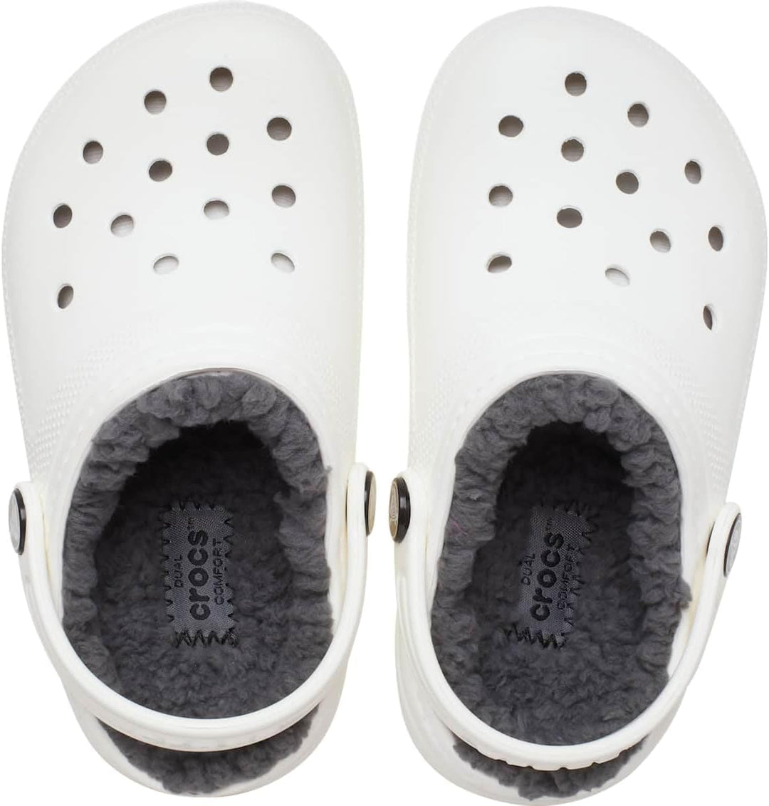 Crocs Unisex Kinder Classic Lined Clog K 23/24 EU Weiss Grau, 23/24 EU Wei&amp;