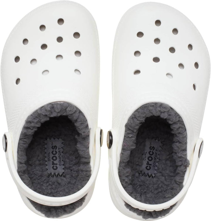 Crocs Unisex Kinder Classic Lined Clog K 23/24 EU Weiss Grau, 23/24 EU Wei&amp;