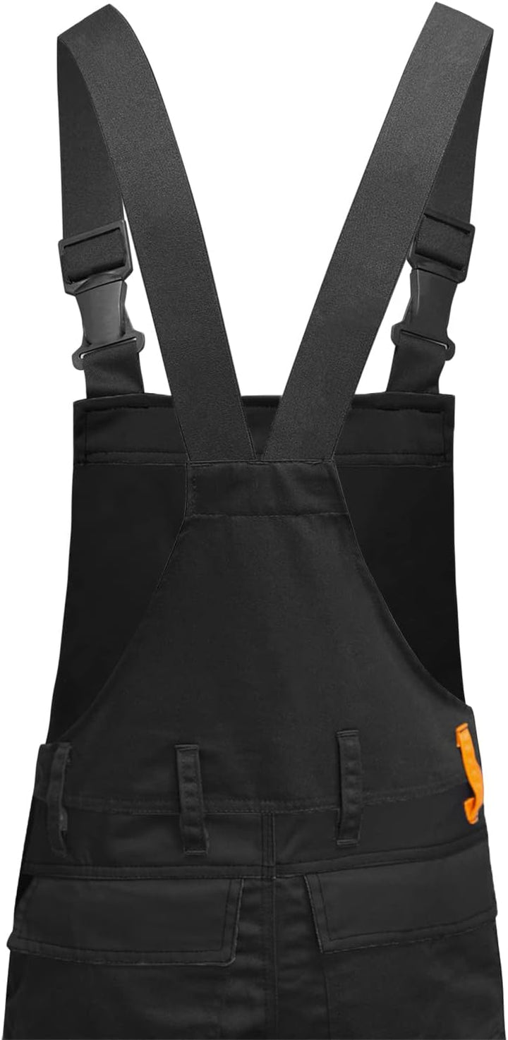 strongAnt Latzhose Herren Stretch Arbeitshose Arbeitslatzhose mit Kniepolstertaschen Schwarz Grau We