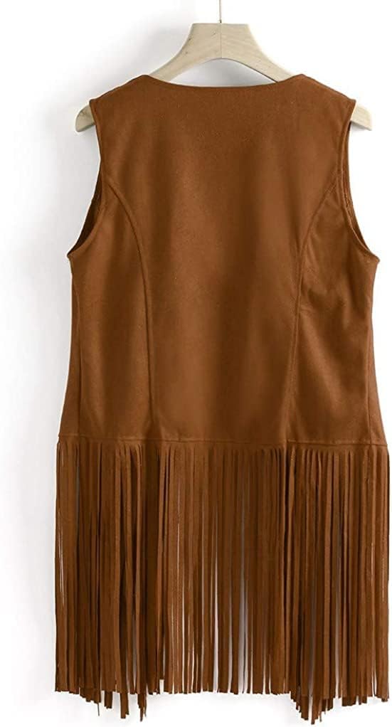 MIMIKRY Fransen Weste in Wildleder-Optik Cowgirl Hippie Indianerin Boho Festival 60er Jahre Western,