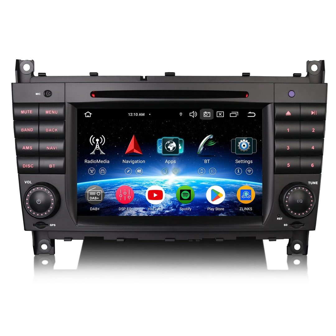 Erisin 7 Zoll 8-Kern 4GB+64GB Android 12 Autoradio mit GPS Navigation Für Mercedes Benz C/CLC/CLK Kl