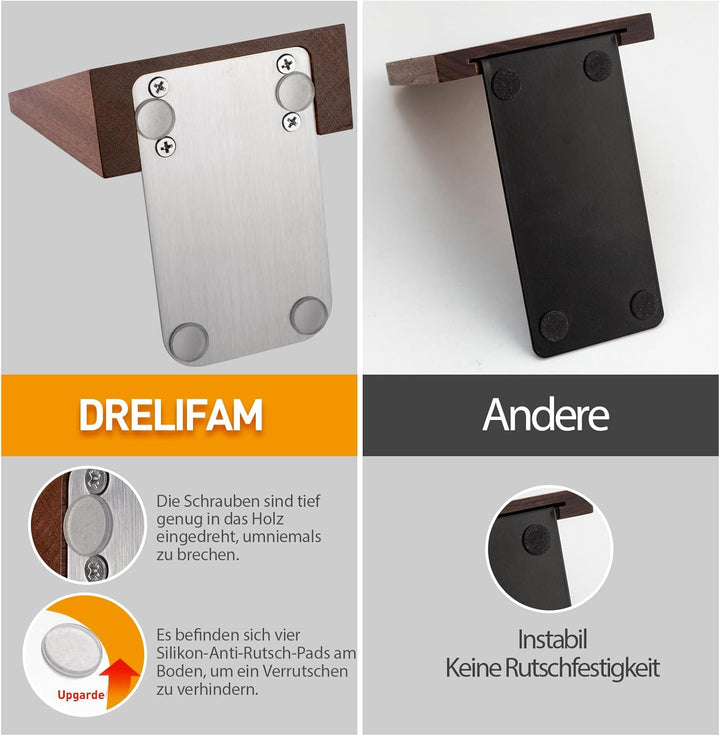 DRELIFAM Bücherstütze aus Holz Handgefertigte Buchstützen Schwer Buchstütze Holz Dekorative Bücherst
