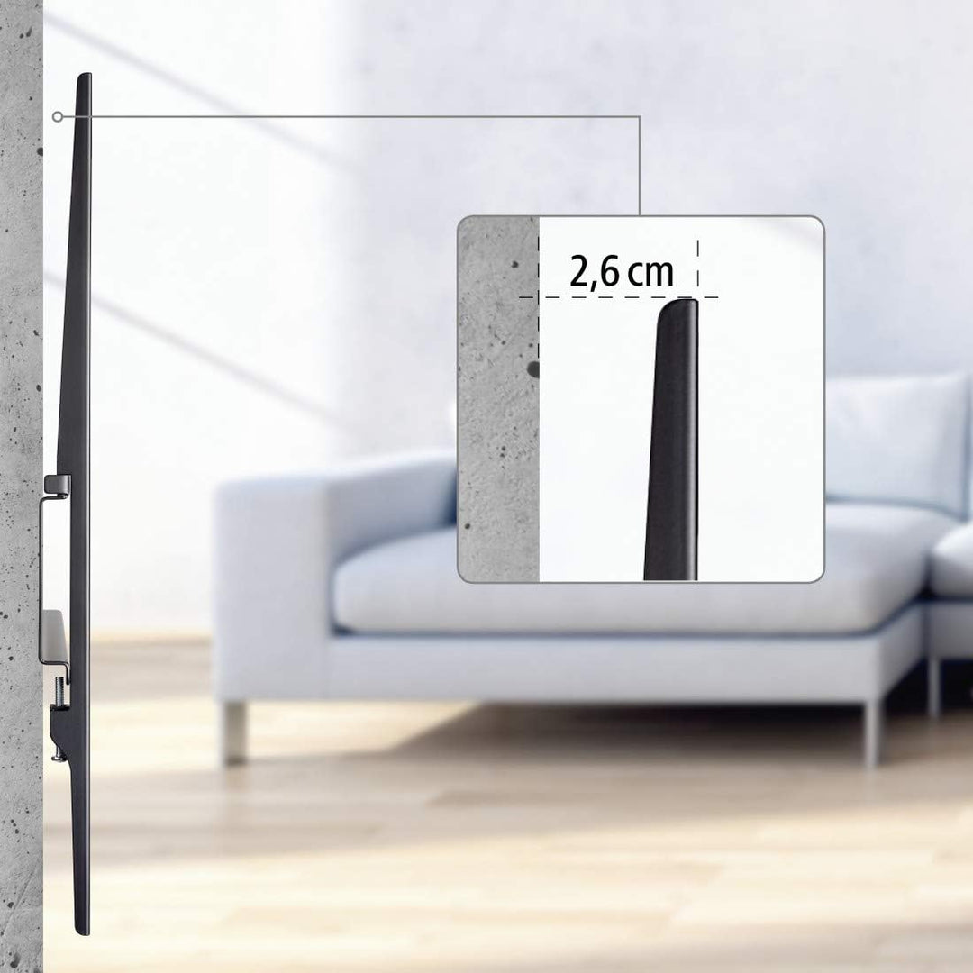 Hama TV Wandhalterung (37 - 90 Zoll TV Halterung für Fernseher bis zu 100kg, max. VESA 800x400, fest