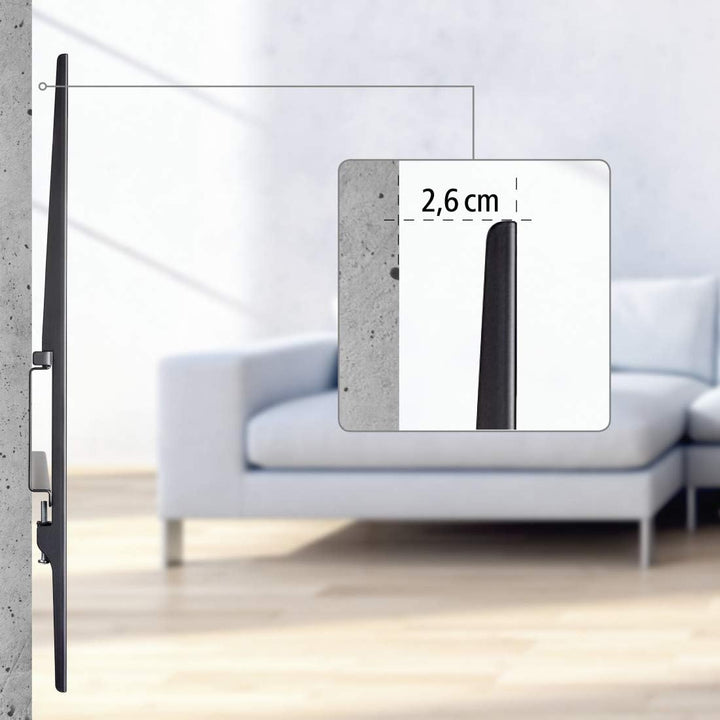Hama TV Wandhalterung (37 - 90 Zoll TV Halterung für Fernseher bis zu 100kg, max. VESA 800x400, fest