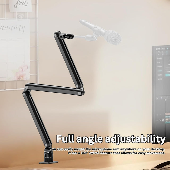 Yazoni 3LB Mikrofonarm – 360° schwenkbarer Low-Profile-Mikrofonarmständer mit Tischklemme, Schrauben