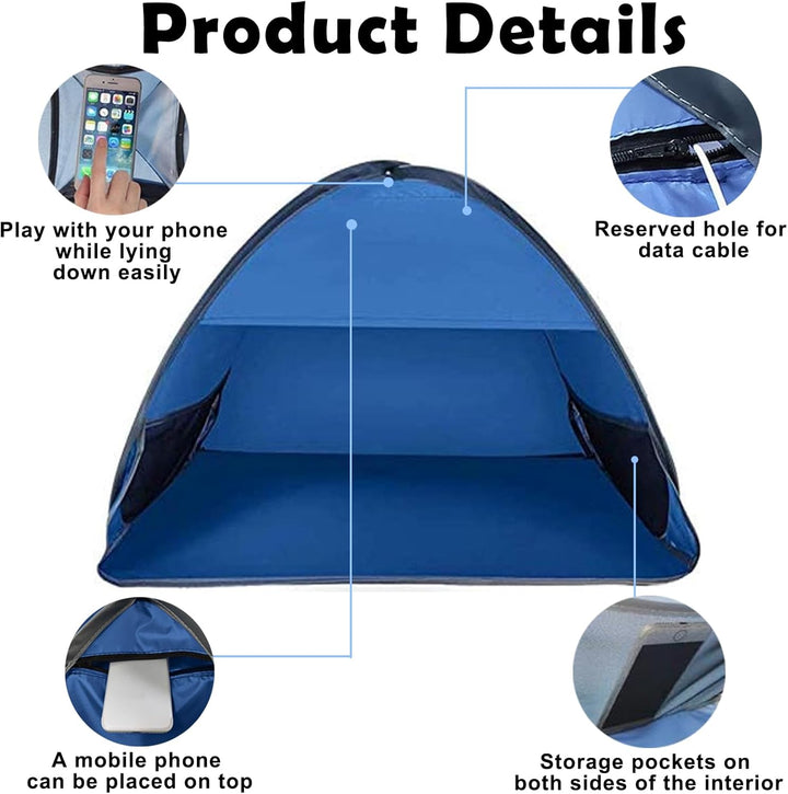 Blau Mini Kopfzelt, Grösse M Pop-Up-Strandzelt, Strandmuschel Pop Up Mini, Tragbare Kopfstütze Zelt,