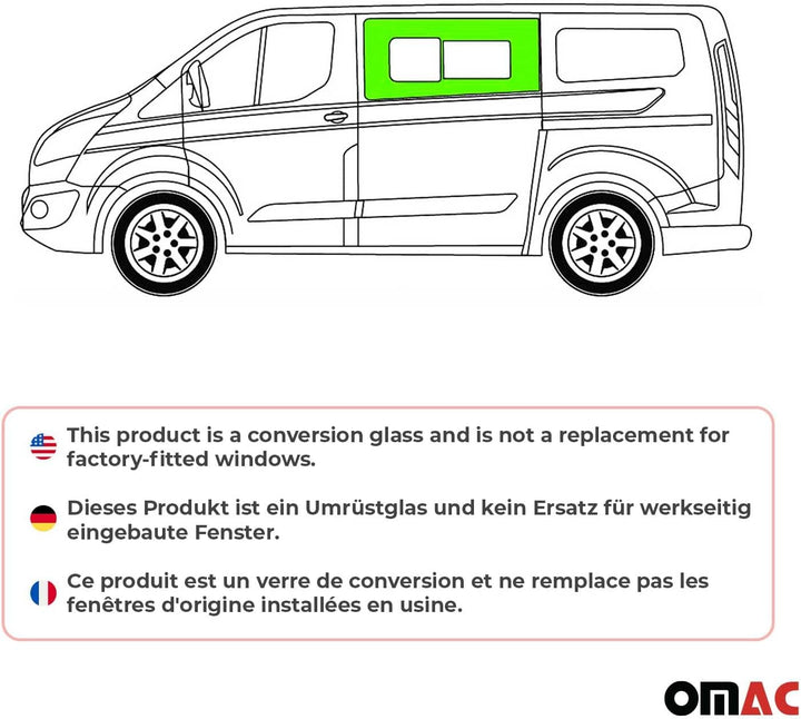 Glasfenster Schiebefenster kompatibel mit Ford Transit Custom 2013-2023 Auto Links L1 L2 Transit Cus