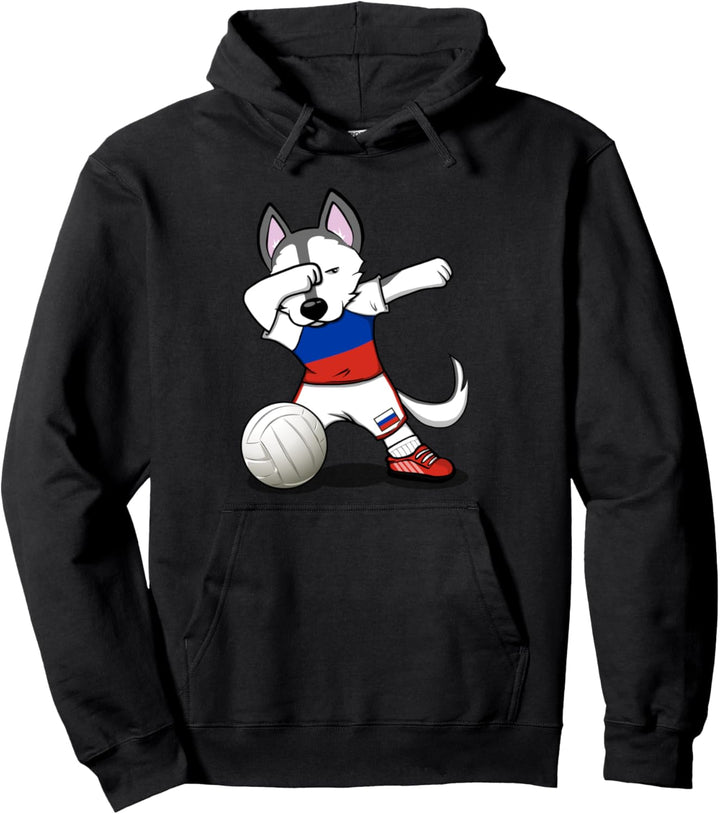 Dabbing Husky Russland Volleyball-Fans Trikot – russische Flagge Pullover Hoodie