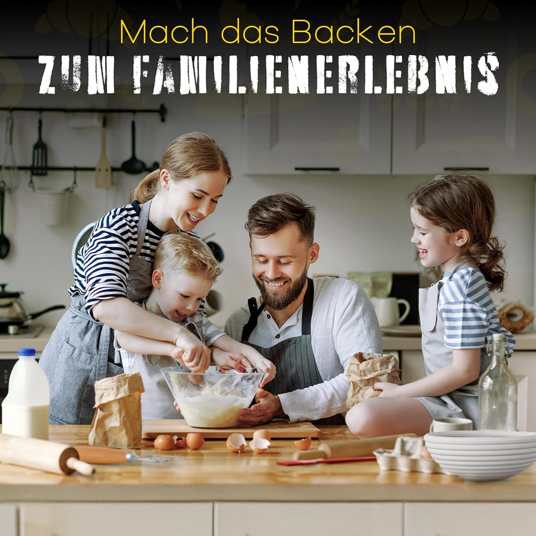 Brot Gärkorb Set 13-teilig – 2x Profi Gärkörbchen Rund & Oval (23 & 25 cm) aus 100% Rattan | Komplet
