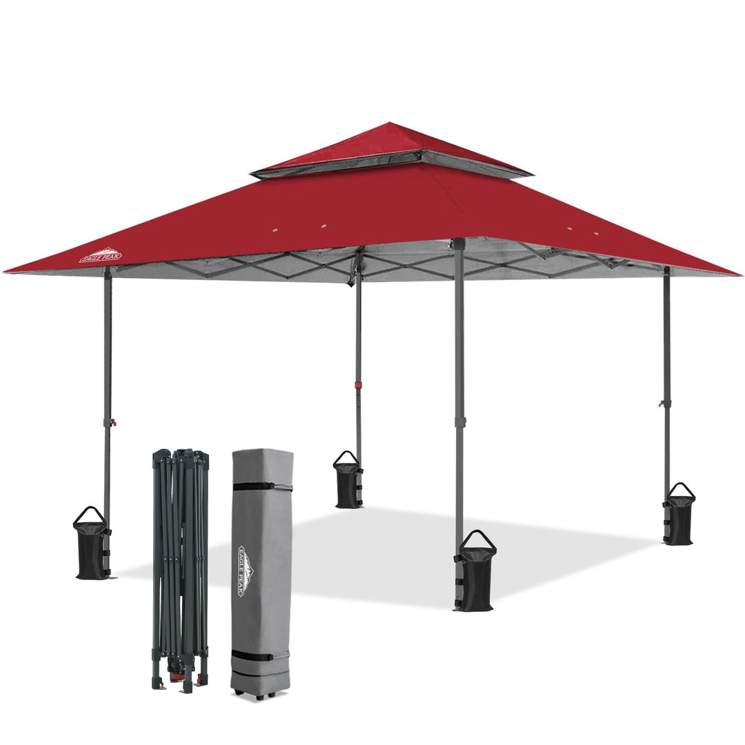 EAGLE PEAK Schräge Beine Faltbar Pavillon 4x4m Wasserdicht Camping Pop-up Faltpavillon mit Seitentei