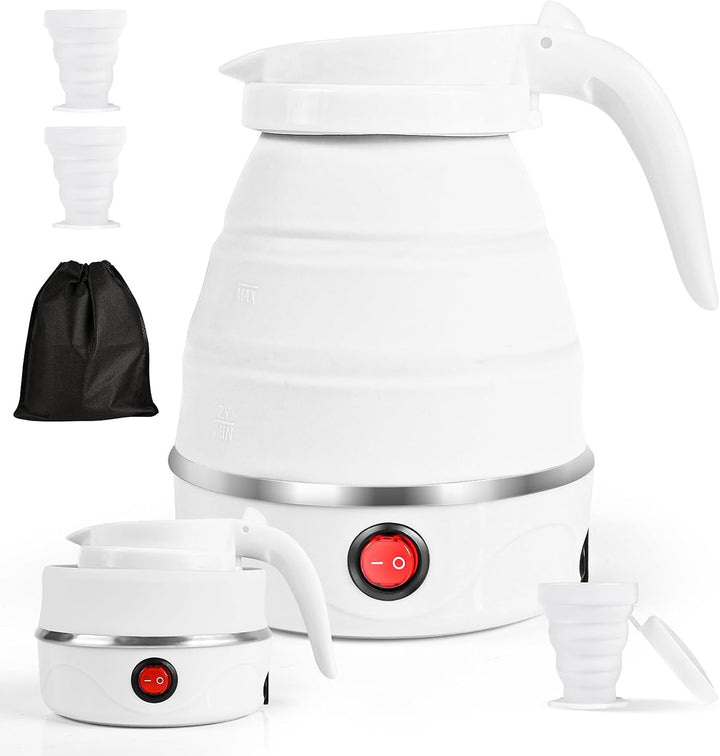 Faltbarer Wasserkocher, 600ml Wasserkessel Tragbarer Mini Reisewasserkocher, Faltbar Silikon Wasserk