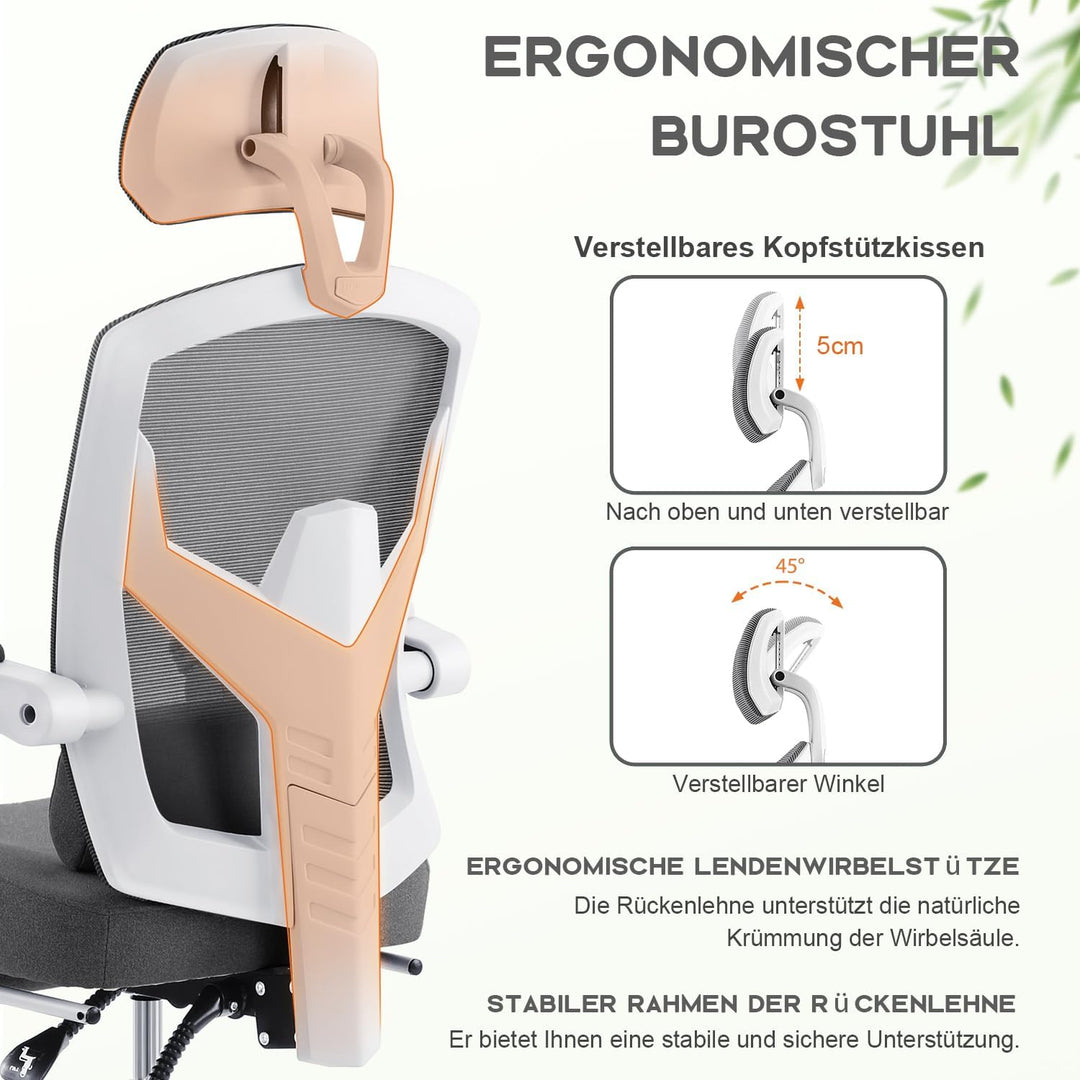 DUMOS Bürostuhl Ergonomisch - Ein Schreibtischstuhl mit Komfortarmlehnen, Ausgestattet mit Einer Beq