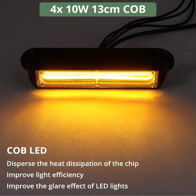 EYPINS 4X 13cm COB LED Frontblitzer, Warnlicht Warnleuchte Stroboskop Blinklicht LED Blitzer Orange