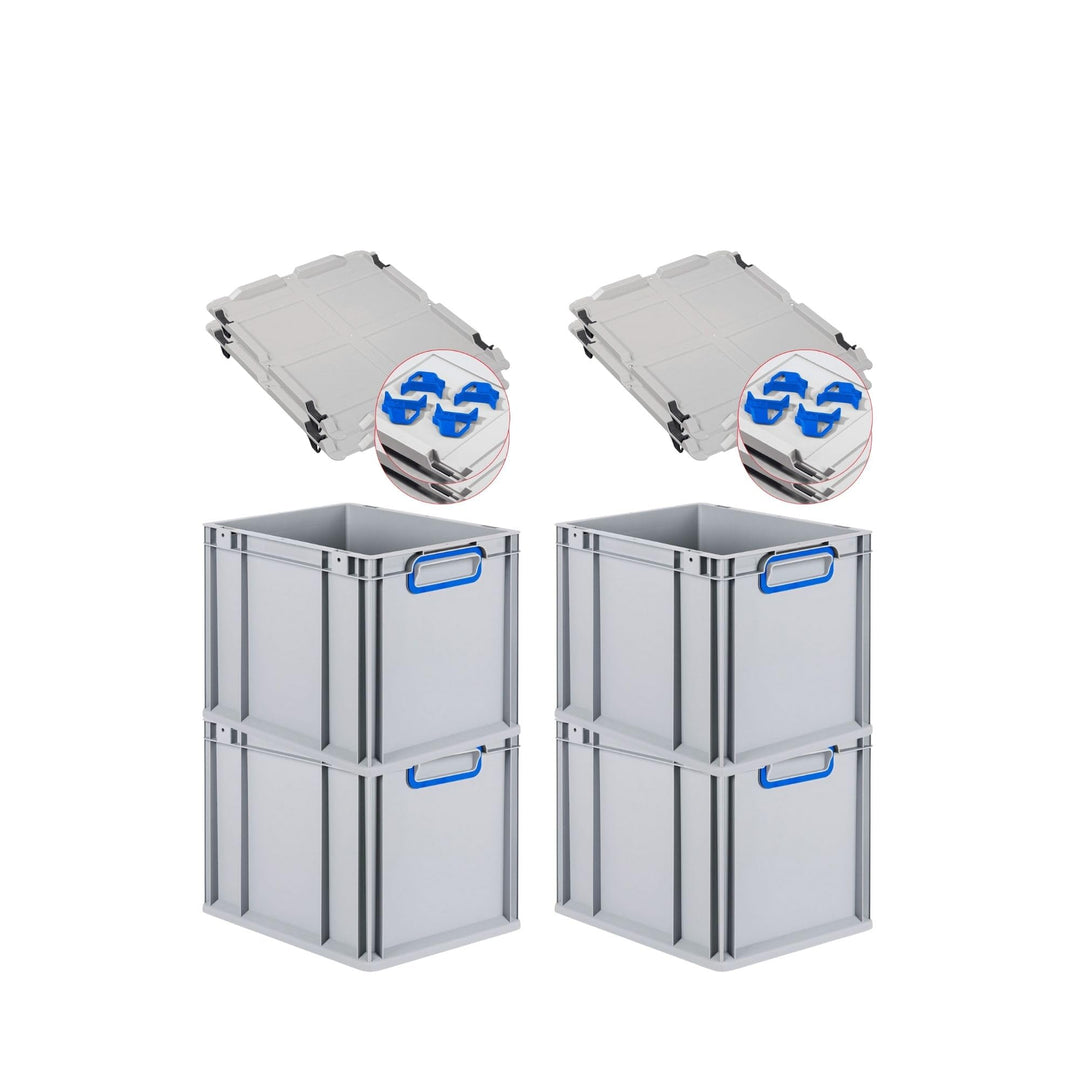 SuperSparSet 4x Eurobox NextGen Color mit Auflagedeckel &amp; Schiebeschnappverschlüsse, HxBxT 32x30x40c