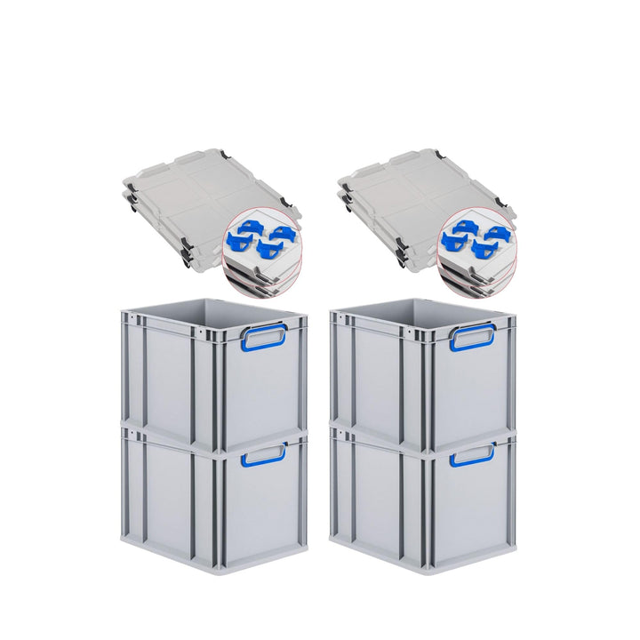 SuperSparSet 4x Eurobox NextGen Color mit Auflagedeckel &amp; Schiebeschnappverschlüsse, HxBxT 32x30x40c